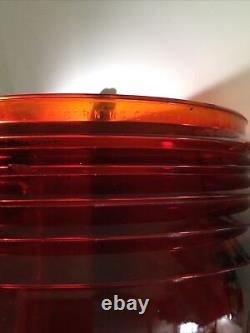 Antique 8corning Convoy Red Glass Fresnel Or Globe For A Nautical Boat Lantern