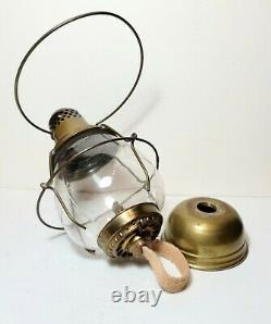 Antique American Brass Kerosene Lantern With Swinging Handle c 1885