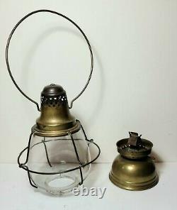 Antique American Brass Kerosene Lantern With Swinging Handle c 1885