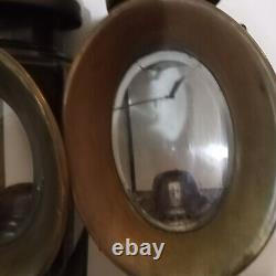 Antique American Coach Lanterns -Beveled Glass-Brass/Nickle c. 1840