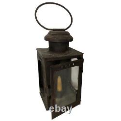 Antique American Sheet-Iron and Glass Portable Candle Lantern c. 1840