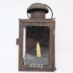 Antique American Sheet-Iron and Glass Portable Candle Lantern c. 1840