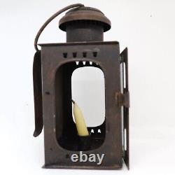 Antique American Sheet-Iron and Glass Portable Candle Lantern c. 1840