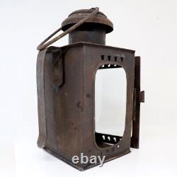 Antique American Sheet-Iron and Glass Portable Candle Lantern c. 1840