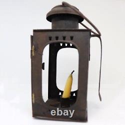 Antique American Sheet-Iron and Glass Portable Candle Lantern c. 1840