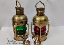 Antique Anchor Oil Lamp Set of 2 Vintage Marine Lantern, Nautical Ship Oil