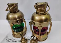 Antique Anchor Oil Lamp Set of 2 Vintage Marine Lantern, Nautical Ship Oil
