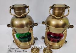 Antique Anchor Oil Lamp Set of 2 Vintage Marine Lantern, Nautical Ship Oil