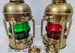 Antique Anchor Oil Lamp Set of 2 Vintage Marine Lantern, Nautical Ship Oil