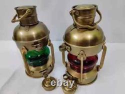 Antique Anchor Oil Lamp Set of 2 Vintage Marine Nautical Ship Hanging Lantern