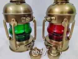 Antique Anchor Oil Lamp Set of 2 Vintage Marine Nautical Ship Hanging Lantern