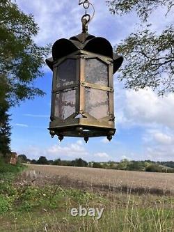 Antique Art Nouveau Imposing Brass Lantern