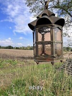 Antique Art Nouveau Imposing Brass Lantern