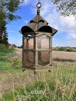 Antique Art Nouveau Imposing Brass Lantern