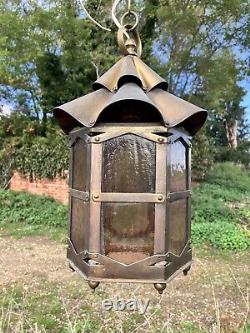 Antique Art Nouveau Imposing Brass Lantern