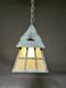 Antique Arts & Crafts Wrought Iron Mission Patina Hanging Pendant Lamp Lantern