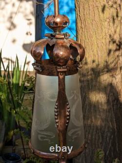 Antique Arts and Crafts Copper LANTERN/Porch Light. Reclaimed Lighting