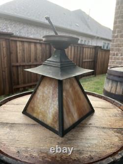 Antique Arts and Crafts Lantern With Slag Glass