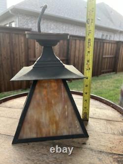 Antique Arts and Crafts Lantern With Slag Glass