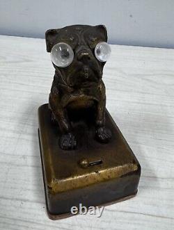 Antique Austrian Googly Eye Bull Dog Lantern, Pug, Pocket Watch Stand