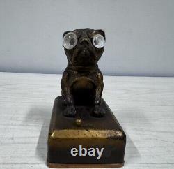 Antique Austrian Googly Eye Bull Dog Lantern, Pug, Pocket Watch Stand