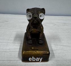 Antique Austrian Googly Eye Bull Dog Lantern, Pug, Pocket Watch Stand