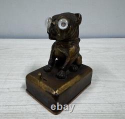 Antique Austrian Googly Eye Bull Dog Lantern, Pug, Pocket Watch Stand