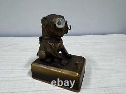 Antique Austrian Googly Eye Bull Dog Lantern, Pug, Pocket Watch Stand