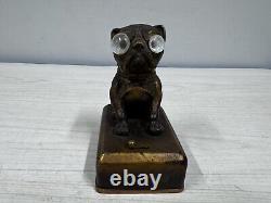 Antique Austrian Googly Eye Bull Dog Lantern, Pug, Pocket Watch Stand