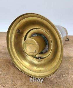 Antique BRASS Hurricane Skater LANTERN Odd maker threaded globe CANDLE