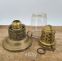 Antique BRASS Hurricane Skater LANTERN Odd maker threaded globe CANDLE