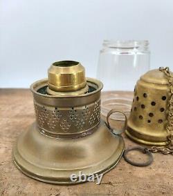 Antique BRASS Hurricane Skater LANTERN Odd maker threaded globe CANDLE