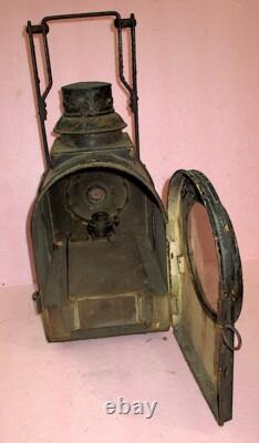 Antique BRASS J. A. Van Dyk & Zoon Kerosene Railroad Lantern LARGE Lens COMPLETE