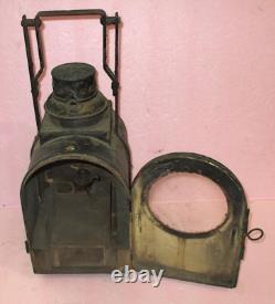 Antique BRASS J. A. Van Dyk & Zoon Kerosene Railroad Lantern LARGE Lens COMPLETE