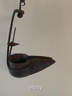 Antique Betty Whale Oil Lamp Vintage Twin Adjustable Forged Iron Miners Lantern
