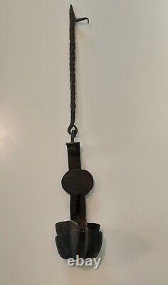 Antique Betty Whale Oil Lamp Vintage Twin Adjustable Forged Iron Miners Lantern