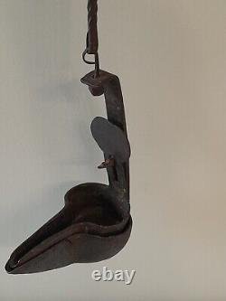 Antique Betty Whale Oil Lamp Vintage Twin Adjustable Forged Iron Miners Lantern