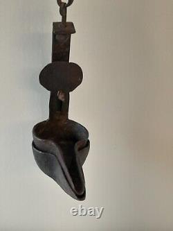 Antique Betty Whale Oil Lamp Vintage Twin Adjustable Forged Iron Miners Lantern