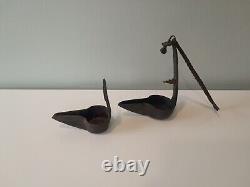 Antique Betty Whale Oil Lamp Vintage Twin Adjustable Forged Iron Miners Lantern