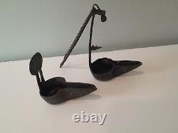 Antique Betty Whale Oil Lamp Vintage Twin Adjustable Forged Iron Miners Lantern