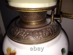 Antique Bradley & Hubbard Painted Globe Glass GWTW Kerosene Lamp Electrified