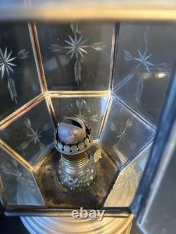 Antique Brass And Glass Carriage Lantern