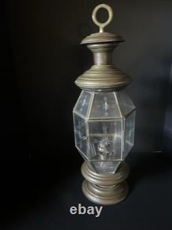 Antique Brass And Glass Carriage Lantern