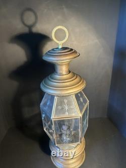 Antique Brass And Glass Carriage Lantern