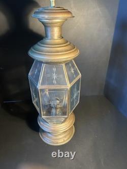 Antique Brass And Glass Carriage Lantern