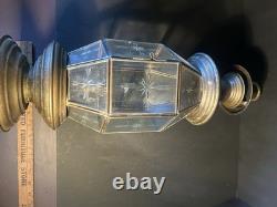 Antique Brass And Glass Carriage Lantern