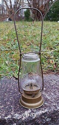 Antique Brass Boy Skaters Oil Lantern 1876 Ice Skating Lamp, Pre Dietz Rare