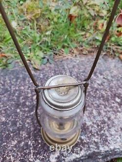 Antique Brass Boy Skaters Oil Lantern 1876 Ice Skating Lamp, Pre Dietz Rare