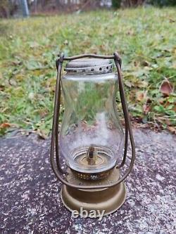 Antique Brass Boy Skaters Oil Lantern 1876 Ice Skating Lamp, Pre Dietz Rare