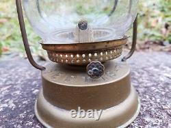 Antique Brass Boy Skaters Oil Lantern 1876 Ice Skating Lamp, Pre Dietz Rare